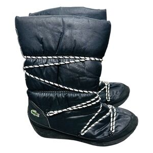 Lacoste Arbonne Apres-ski Pull On Winter Wedge  Boots Black  Womens Size 7.5